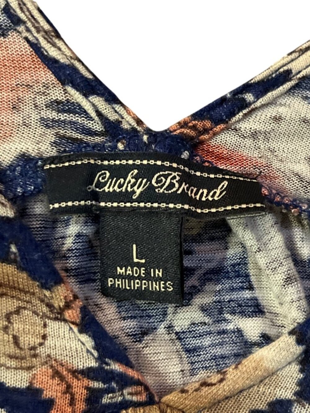 Lucky Brand Womens L Floral V Neck Boho Blouse Soft Lightweight Used - Picture 7 of 14
